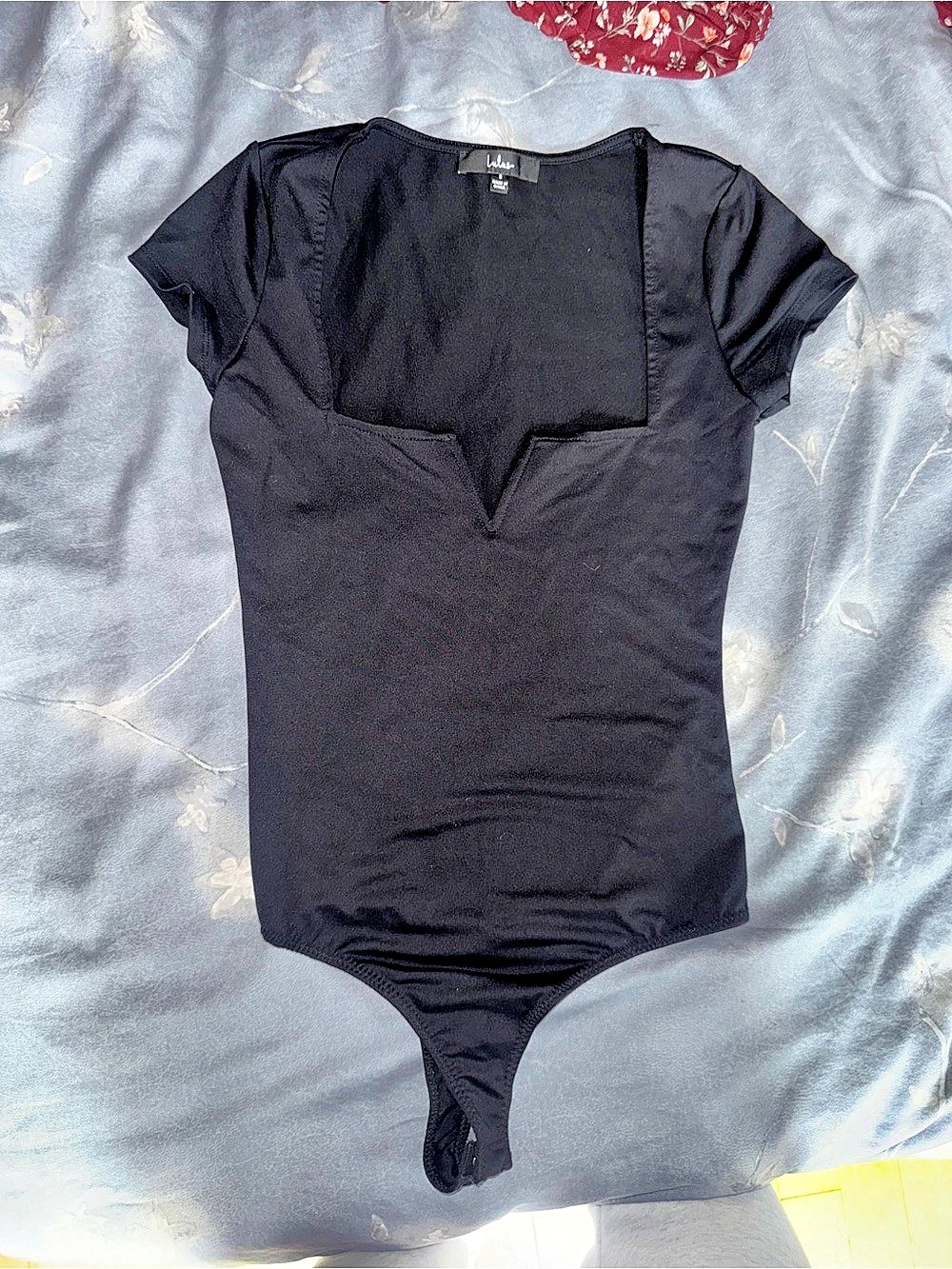 Lulus Mirabelle Black Notched Bodysuit